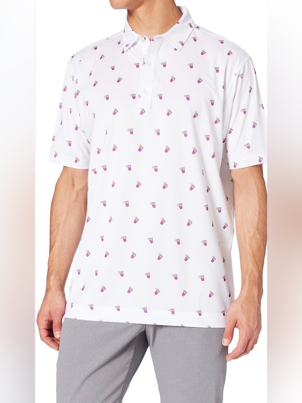 FootJoy Men’s Cocktail Print Golf Polo White and Purple
